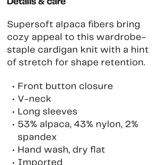 Alpaca blend Caslon Cream Button-Up Cardigan Sweater - Picture 6 of 6